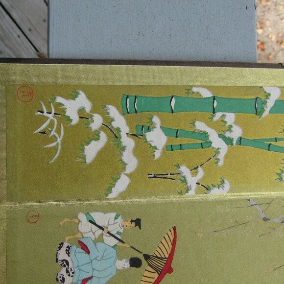 Vintage Japanese Miniature 4-Panel Folding Screen Tabletop Byōbu Art | Mt. Fuji - Picture 5 of 16